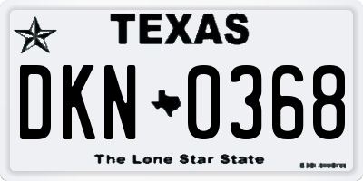 TX license plate DKN0368