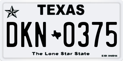 TX license plate DKN0375