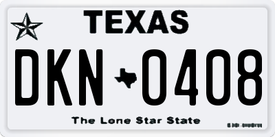 TX license plate DKN0408