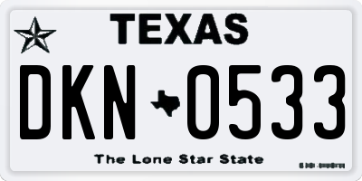 TX license plate DKN0533