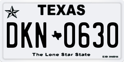 TX license plate DKN0630