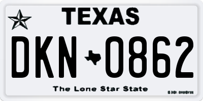 TX license plate DKN0862