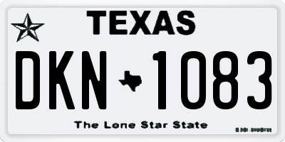 TX license plate DKN1083