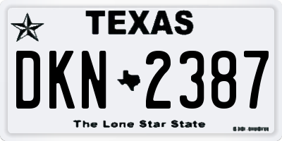 TX license plate DKN2387