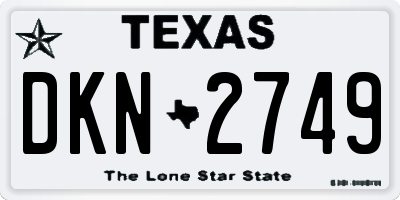 TX license plate DKN2749