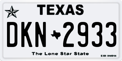 TX license plate DKN2933