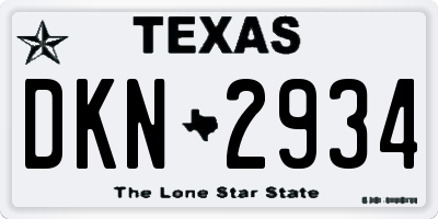 TX license plate DKN2934
