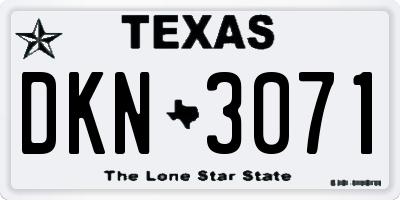 TX license plate DKN3071