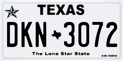TX license plate DKN3072