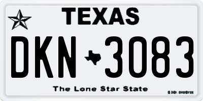 TX license plate DKN3083