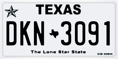 TX license plate DKN3091