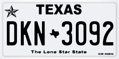 TX license plate DKN3092