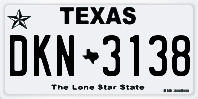 TX license plate DKN3138