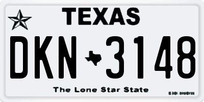 TX license plate DKN3148