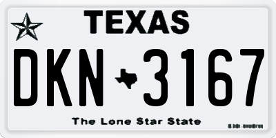 TX license plate DKN3167
