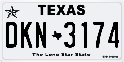 TX license plate DKN3174