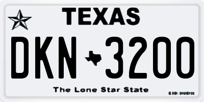 TX license plate DKN3200