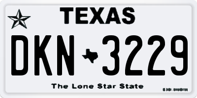 TX license plate DKN3229