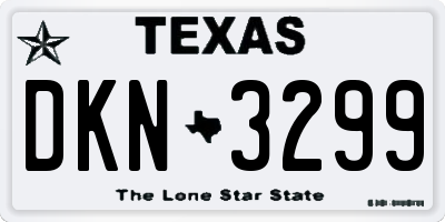 TX license plate DKN3299