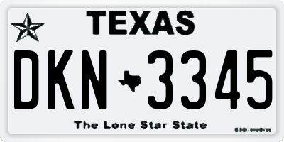 TX license plate DKN3345