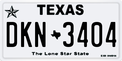 TX license plate DKN3404