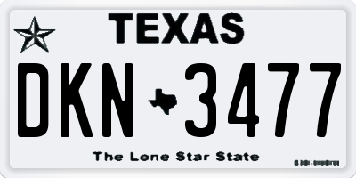 TX license plate DKN3477
