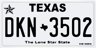 TX license plate DKN3502