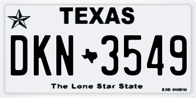 TX license plate DKN3549