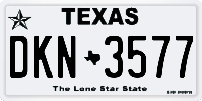 TX license plate DKN3577