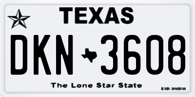 TX license plate DKN3608