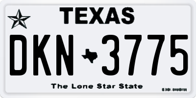 TX license plate DKN3775
