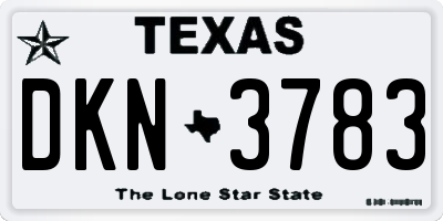 TX license plate DKN3783