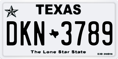 TX license plate DKN3789