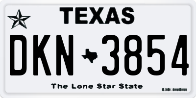 TX license plate DKN3854