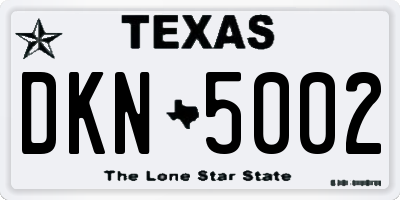 TX license plate DKN5002