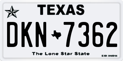 TX license plate DKN7362