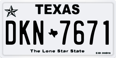 TX license plate DKN7671