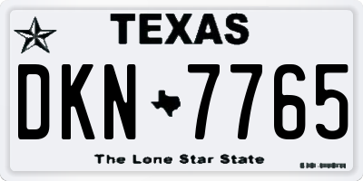 TX license plate DKN7765