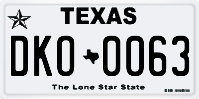 TX license plate DKO0063