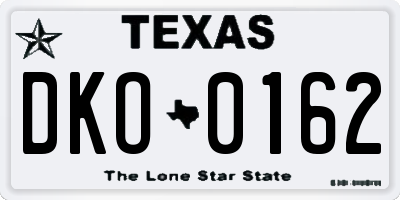 TX license plate DKO0162