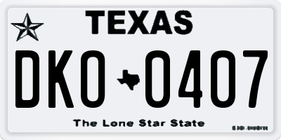 TX license plate DKO0407