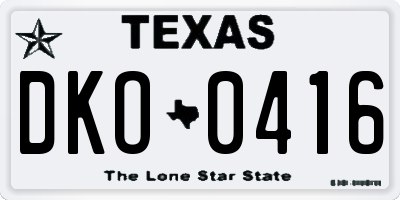 TX license plate DKO0416