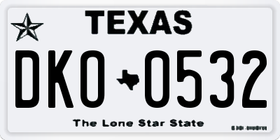 TX license plate DKO0532