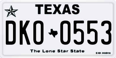 TX license plate DKO0553