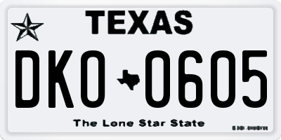 TX license plate DKO0605