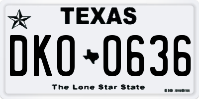 TX license plate DKO0636