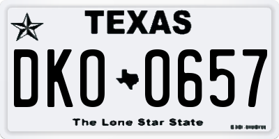 TX license plate DKO0657