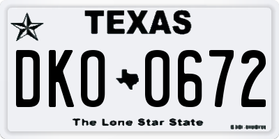 TX license plate DKO0672