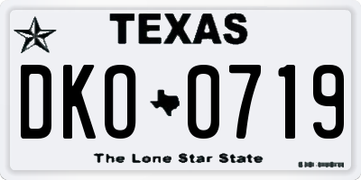 TX license plate DKO0719