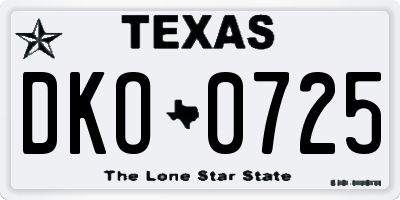 TX license plate DKO0725